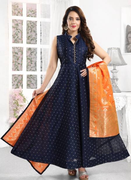 Blue Colour N F GOWN 020 Heavy Festive Wear Designer Readymade Suit Collection N F G 671 BLUE